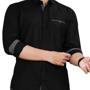 CB-COLEBROOK Men's Regular Fit Solid Soft Touch Cotton Casual Shirt with Pocket Design with Spread Collar & Full Sleeves (Available in Plus Size)