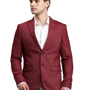 Turtle Men Knitted Self Design Relaxed Fit Red Blazer||Single Breasted Blazer||Casual Blazer