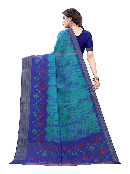 SIRIL Women's Cotton Blend Printed Saree With Unstitched Blouse Piece - Image 3