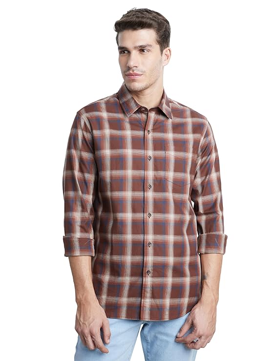 Symbol Premium Men's Stylish Checkered Shirt-Regular Fit | Full Sleeve | Pure Cotton | Smart Casual Wear (Available in Plus Size)